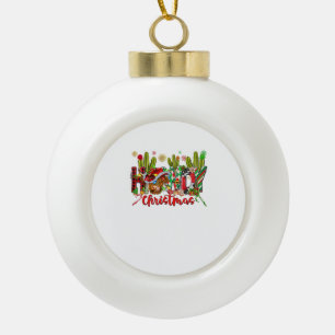 Adorno De Cerámica Tipo Bola Navidades De Oro Occidental Gorra Vaquero Y Cactus