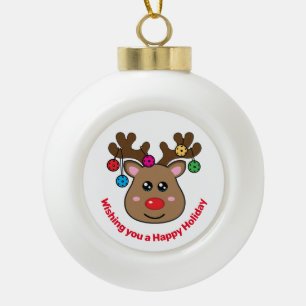 Adorno De Cerámica Tipo Bola Navidades de pelotas de reno 🎄 cerámica Orna