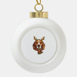 Adorno De Cerámica Tipo Bola Navidades de Perro Beagle renos Santa Hat Gracioso