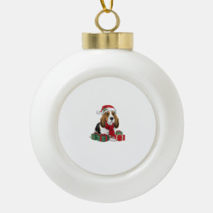 Adorno De Cerámica Tipo Bola Navidades de perro de Hound Basset Traje a Santa H