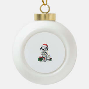 Adorno De Cerámica Tipo Bola Navidades de perro de Santa Hat Dalmatian