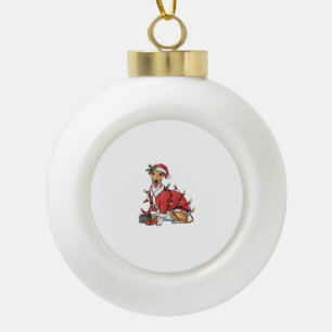 Adorno De Cerámica Tipo Bola Navidades de perros de mascota Santa Whippet