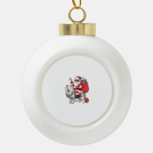 Adorno De Cerámica Tipo Bola Navidades de perros de Samoyed que iluminan Santa