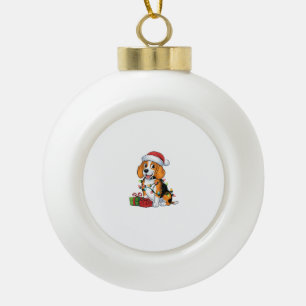 Adorno De Cerámica Tipo Bola Navidades de Perros de Santa Hat Beagle