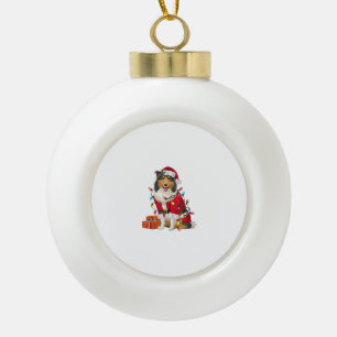 Adorno De Cerámica Tipo Bola Navidades de perros de Santa Rough Collie Lighting
