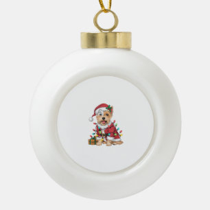 Adorno De Cerámica Tipo Bola Navidades de perros de Santa Westie