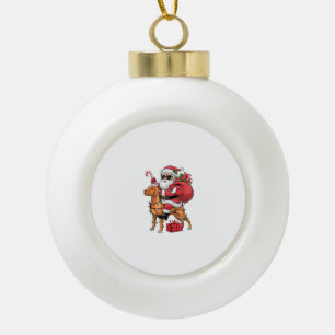 Adorno De Cerámica Tipo Bola Navidades de perros de Vizsla iluminando Santa Rid