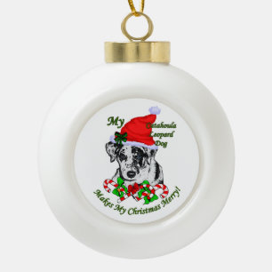 Adorno De Cerámica Tipo Bola Navidades de Perros del Leopardo de Catahoula