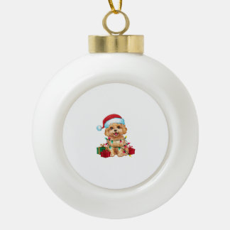Adorno De Cerámica Tipo Bola Navidades de perros maltipoo de Santa Hat