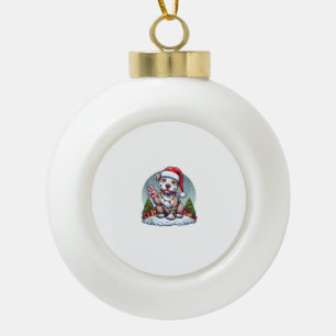 Adorno De Cerámica Tipo Bola Navidades de Pitbull, mano de paz divertida, ilumi