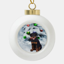 Adorno De Cerámica Tipo Bola Navidades de Rottweiler