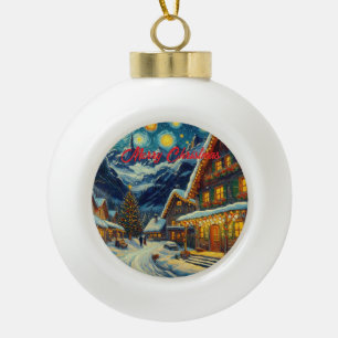 Adorno De Cerámica Tipo Bola Navidades de Starry Night Mountain Village