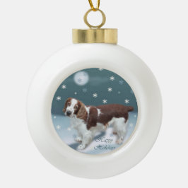 Adorno De Cerámica Tipo Bola Navidades de Welsh Springer Spaniel