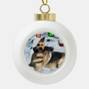 Adorno De Cerámica Tipo Bola Navidades del Pastor Alemán
