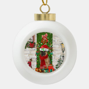 Adorno De Cerámica Tipo Bola Navidades del Pastor Alemán