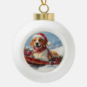 Adorno De Cerámica Tipo Bola Navidades estadounidenses de Foxhound en inglés