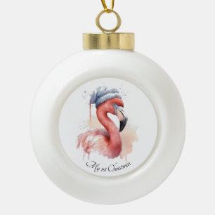 Adorno De Cerámica Tipo Bola Navidades Flamingo, personalizable