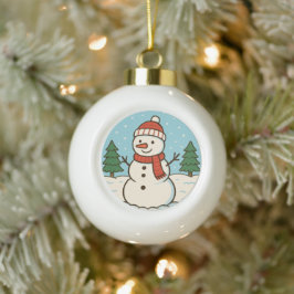 Adorno De Cerámica Tipo Bola Navidades graciosos de Snowman Cute
