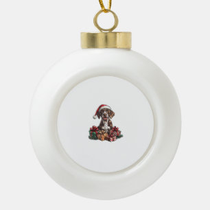 Adorno De Cerámica Tipo Bola Navidades GSP del Puntero Santa Hat alemán de Shor