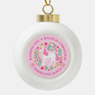 Adorno De Cerámica Tipo Bola Navidades mágicos de unicornio personalizados