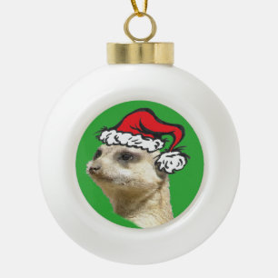 Adorno De Cerámica Tipo Bola Navidades Meerkat Cust. Ornamento cerámico bal