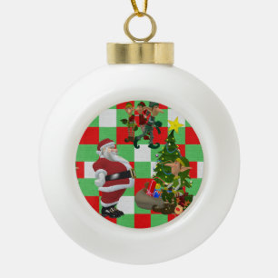 Adorno De Cerámica Tipo Bola Navidades Ornamento de bolas cerámicas, Santa Vint