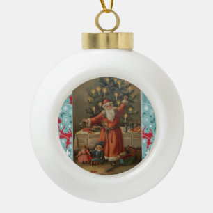 Adorno De Cerámica Tipo Bola Navidades Ornamento de bolas cerámicas, Santa Vint