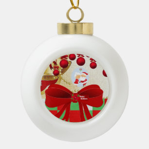 Adorno De Cerámica Tipo Bola Navidades Ornamento de bolas cerámicas, Santa Vint
