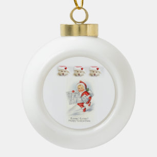 Adorno De Cerámica Tipo Bola Navidades Ornamento de bolas de cerámica, de época