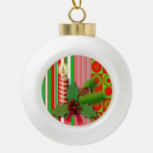 Adorno De Cerámica Tipo Bola Navidades Ornamento de bolas de cerámica, Vela