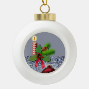 Adorno De Cerámica Tipo Bola Navidades Ornamento de bolas de cerámica, Vela