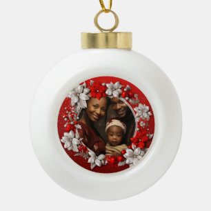 Adorno De Cerámica Tipo Bola Navidades rojos de foto personalizado