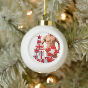 Adorno De Cerámica Tipo Bola Navidades SlipperyJoe regalos de orgullo gay envol