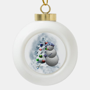 Adorno De Cerámica Tipo Bola Navidades Snowman del Golf Ball
