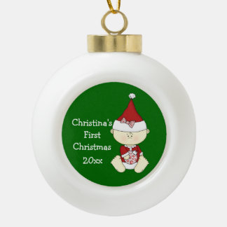 Adorno De Cerámica Tipo Bola Nombre/año del Navidad-Personalizar del bebé del