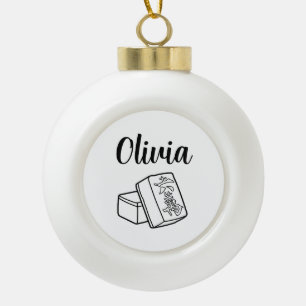 Adorno De Cerámica Tipo Bola Nombre Mahjong o monograma