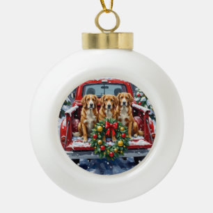 Adorno De Cerámica Tipo Bola Nova Scotia Duck Tolling Retriever Navidad Rojo