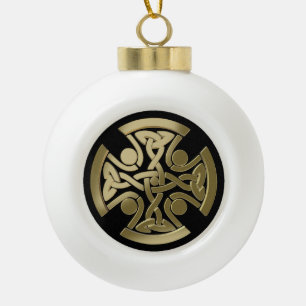Adorno De Cerámica Tipo Bola Nudo dorado celta