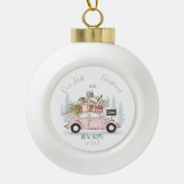 Adorno De Cerámica Tipo Bola Nuestra primera Navidad en nuestro nuevo auto acuá