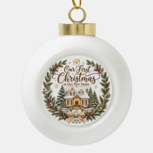 Adorno De Cerámica Tipo Bola Nuestro Primer Navidad en Nuestra Nueva Casa Adorn