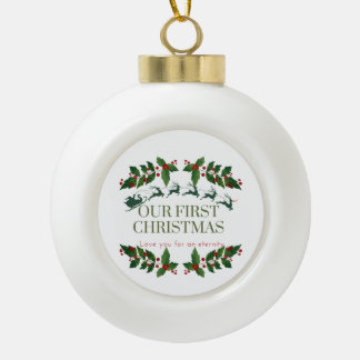 Adorno De Cerámica Tipo Bola Nuestro primer ornamento navideño