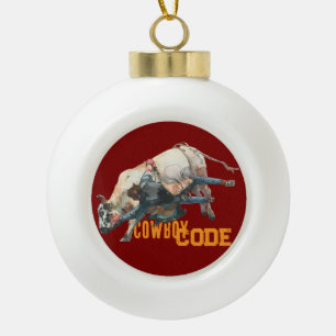 Adorno De Cerámica Tipo Bola Oeste de Cowboy Rodeo Bull