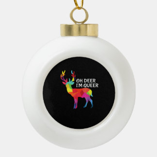 Adorno De Cerámica Tipo Bola Oh Deer Queer Funny Pun LGBT Pride Design