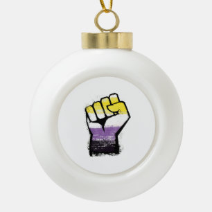 Adorno De Cerámica Tipo Bola Orgullo No Binario Puño de Protesta