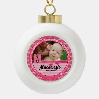 Adorno De Cerámica Tipo Bola Orgullosa abuela Monograma M Chica de Recién nacid