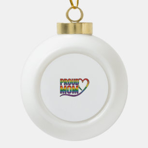 Adorno De Cerámica Tipo Bola Orgullosa Mamá Corazón Arcoíris Diseño de Grabado 