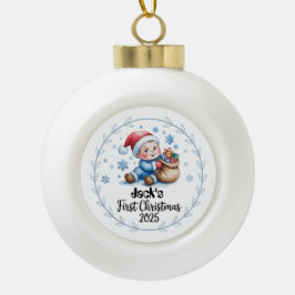 Adorno De Cerámica Tipo Bola Ornamento con marco de copo de nieve