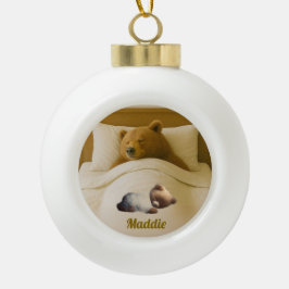 Adorno De Cerámica Tipo Bola Ornamento con marco de copo de nieve con oso perso