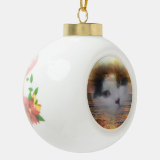 Adorno De Cerámica Tipo Bola Ornamento con marco de piel de primo