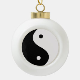 Adorno De Cerámica Tipo Bola Ornamento de árbol de Navidad blanco y negro Yin y